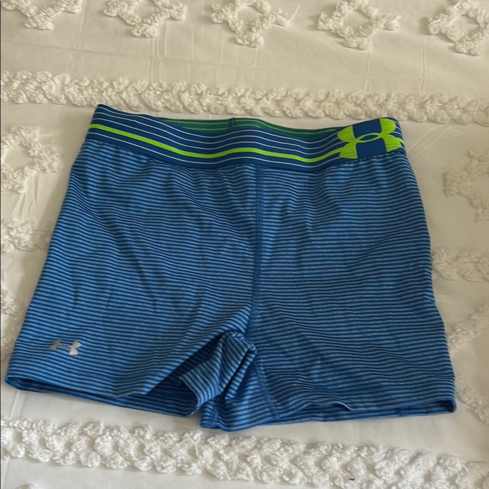 Women’s Under Armour Navy and Lime Striped Shorts size small